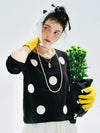 White Black Dot Polka Long Sleeve T-Shirt