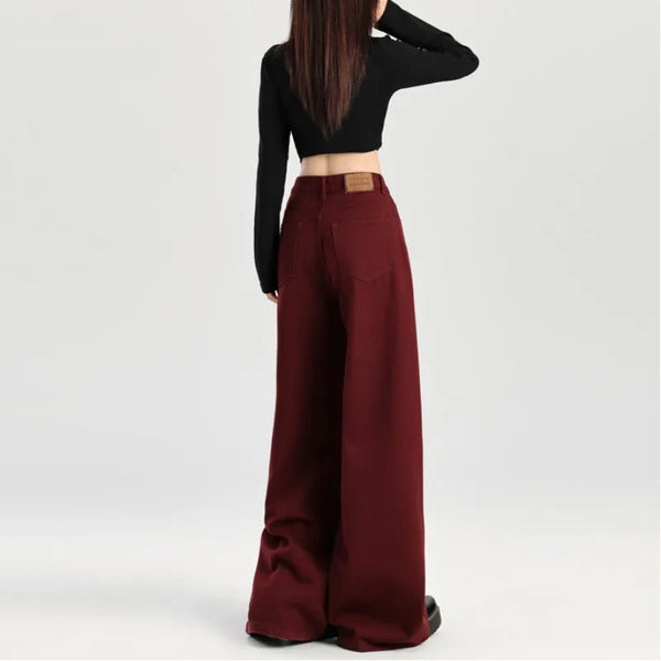Classic Relaxed Red Emo High-Rise Denim alternatif görünüm