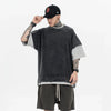 Retro-Faded Fragment Ripped Sleeve T-Shirt
