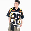 Concrete-Jungle Fire-Burst Illustrated Mesh Jersey Sport T-Shirt