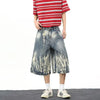Metro Comfort Flame Wash Wide Leg Denim Shorts