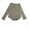 Women Urban-Edge Washed-Out Line-Pattern Slash Neck Raw-Edge T-Shirt