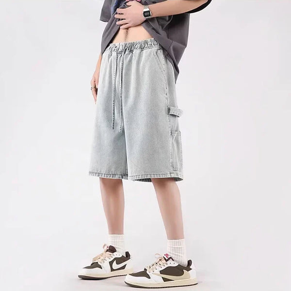 Relaxed High Blue Denim Shorts alternatif görünüm