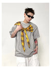 Urban-Edge Relaxed Plaid Fragment Crew Neck T-Shirt