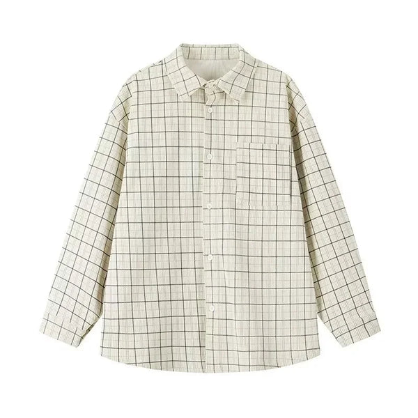 Mens Corduroy Plaid Hip Hop Retro Top