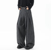 Wool Stripe Pleat Wide-Leg