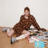 Retro Plaid Cool Oversized Long Blouse