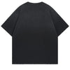 Fashionable Raw-Edge Stellar Drop-Shoulder Visual Print T-Shirt