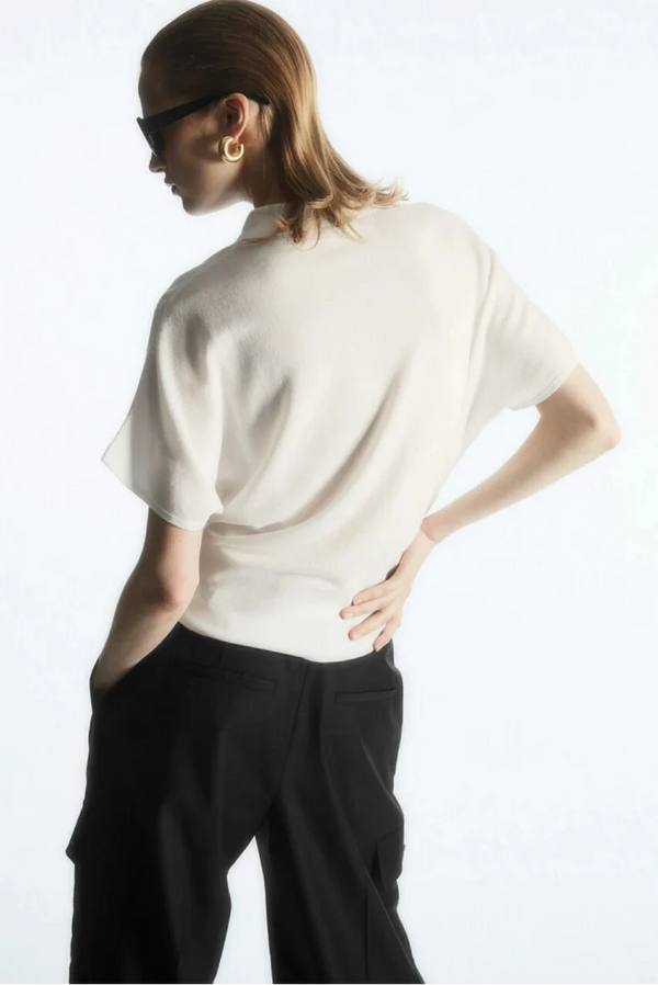 Ethereal New Style Everyday Batsleeve Placket-Neck T-Shirt alternatif görünüm