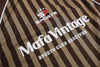 Warm-Season Frosted Revival Letter Print Vertical Stripes T-Shirt