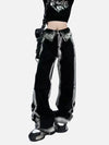 2000s High-Rise Contrast Color Bell Leg Denim
