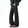Versatile Plain Tone Beading Bell Leg Denim