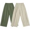 Solid Cotton Vintage Wide-Leg
