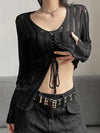 Turn-Of-Era Lace-Up Knit Top