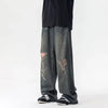 Classic Western Torn Faded Wide Denim