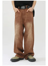 Yüksek Bel Wide Leg Jean Pantolon, yakın çekim — Navra Wear