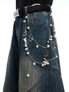 Wide Leg Zincir Baskılı Jean Pantolon, yakın çekim — Navra Wear