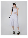 Kadın Y2K Wide Leg Jean Şort, yakın çekim — Navra Wear