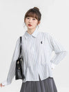 Sweet Preppy Stripe Retro Womens Long Top