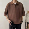 Heritage Mesh-Flow Block-Color Color Knitted Placket-Neck T-Shirt