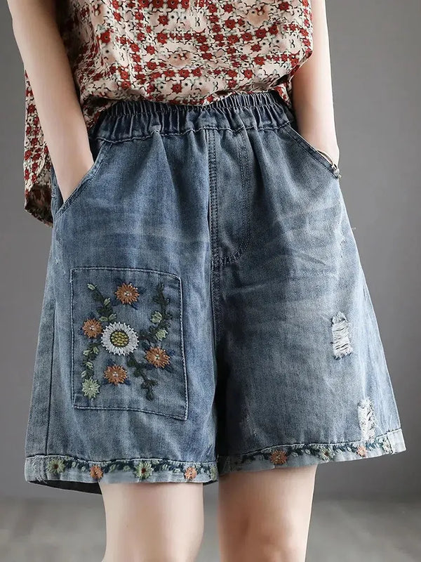Prairie Stitch Denim Shorts