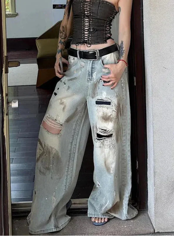 2000s Metro Heritage Blue Boyfriend Torn Denim