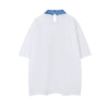 Embroidery Turn Down Collar Patch Nine-Lives Hip Hop T-Shirt