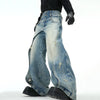 Men Layered Mosaic Bell Leg Denim