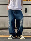 Dragon Stitched Relaxed Blue Wash Denim