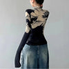 Chic Mosaic High Neck Slim T-Shirt