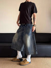 Plain Tone Western Style Denim Shorts