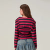 Crimson Stripe Zip Vintage Top
