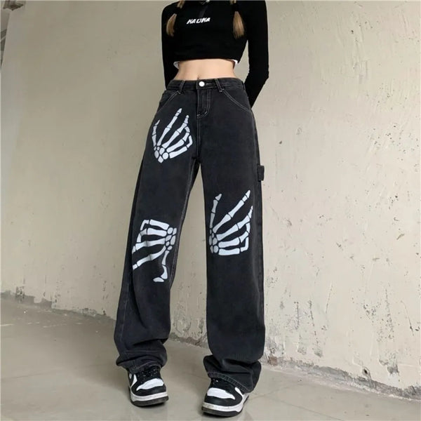 2000s Skeleton Hand Prints Denim