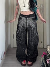 High quality rhinestone wide fit Denim