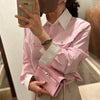 Spring Stripe Casual Chic Long Blouse