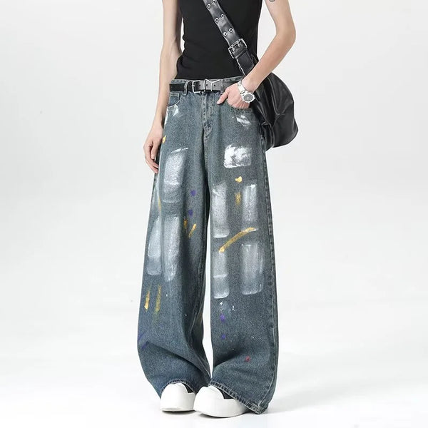 Graphic Color Printed Sleek Faded Denim