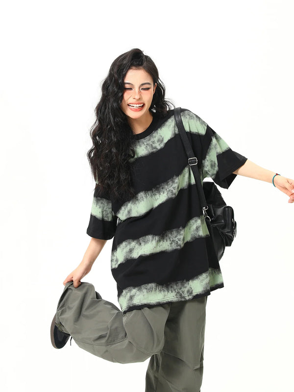Block-Style Horizontal-Lines Nostalgia Inkjet T-Shirt