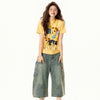 Throwback Yellow Imprinted Slimming Short Sleeve T-Shirt