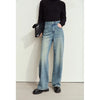 Amii Minimalism Leather Contrast Denim
