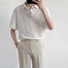 Enduring Clean-Tone Color Han River Style Button Placket-Neck T-Shirt