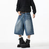 Lightning Pattern Easy Cut Casual Denim Shorts