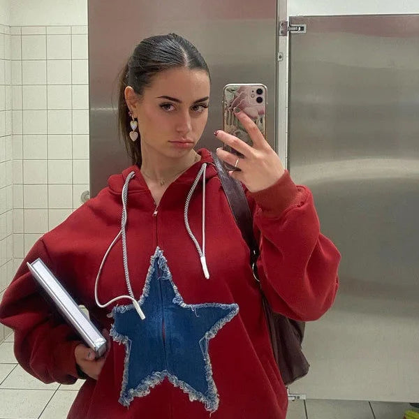 Mosaic Oversized 2000s Sweatshirt alternatif görünüm