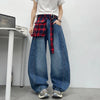 Vintage Baggy Ekose Jean Pantolon, yakın çekim — Navra Wear
