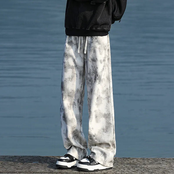 Retro Black Beige Straight Trousers alternatif görünüm