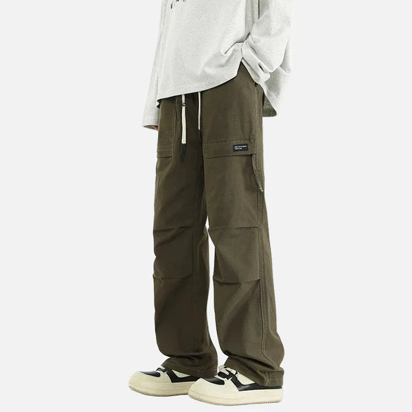 Solid Casual Relaxed Wide Leg Street Pants alternatif görünüm