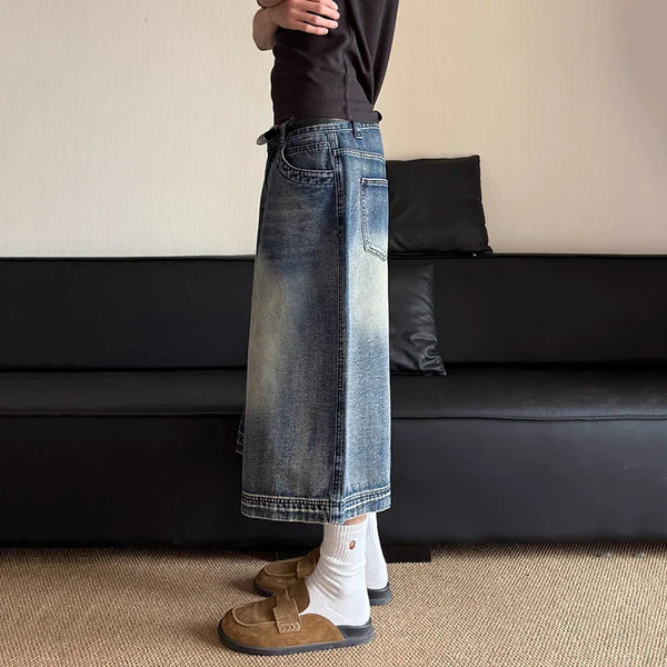 Plain Tone Western Style Denim Shorts alternatif görünüm