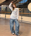 Japanese Style Printing Bell Leg Denim