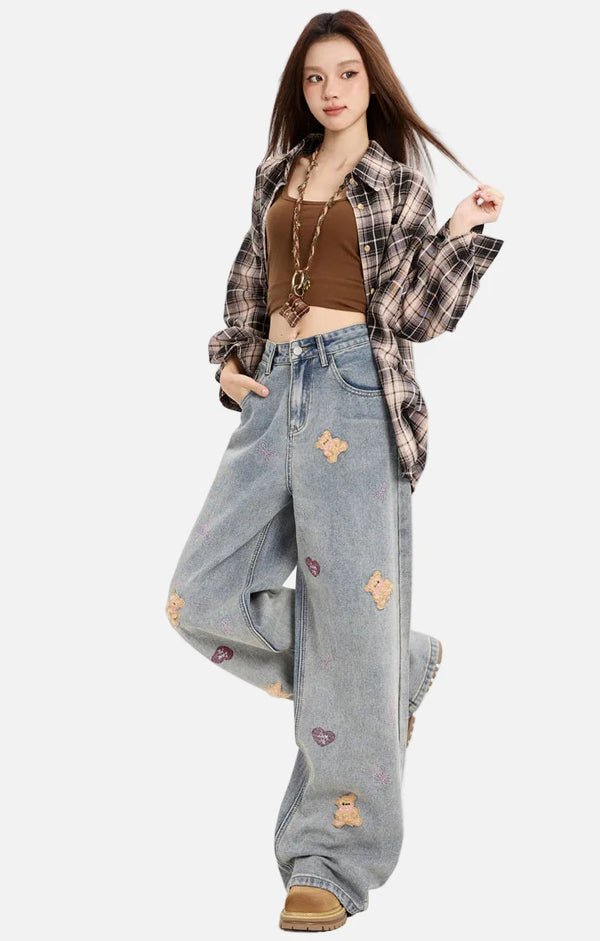 Classic Relaxed Stitched Bear Denim alternatif görünüm