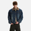 Heavy-Duty Brushed Fur Collar Denim Jacket