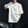 Pad Shoulder Zipper Beaded Rhinestone T-Shirt